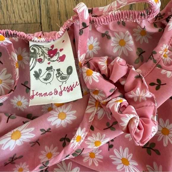 Jenna & Jessie Girls Pink Floral Off The Shoulder Kids Dress Size 10 - Picture 6 of 10